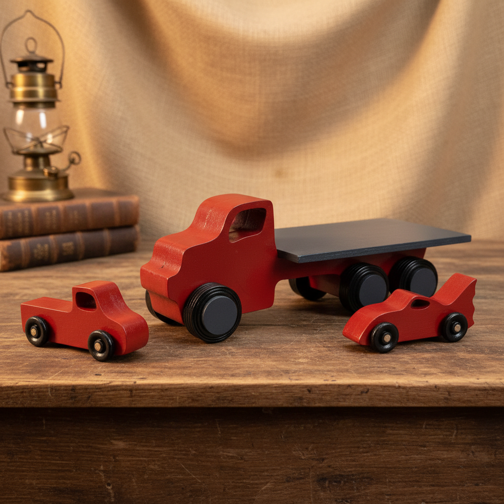 Lorry with vintage-inspired background